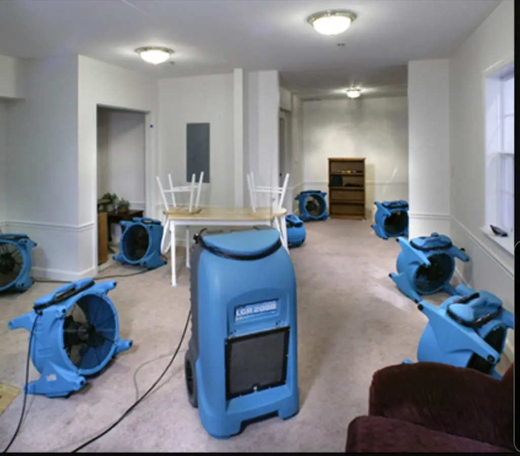 Air movers and dehumidifier setup for Water Extraction & Removal in Joshua Tree